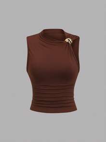 Sweetra Blusa ajustada con fruncidos para mujer, adecuada para el verano - Multicolor - Ver 7