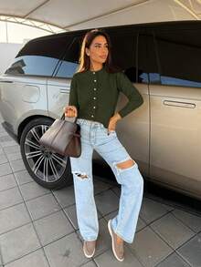 Milla Jasmine Women's Minimalist Versatile Solid Color Cardigan Fall Winter Cloth For Women - Army Green - View 6