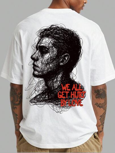 Manfinity LEGND Áo thun nam tay ngắn cổ tròn in khẩu hiệu và chân dung