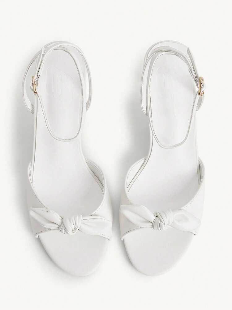CUCCOO CHICEST Women Shoes White PU Butterfly Knotted Ankle Strap Fashionable Sexy Round Toe High Heel Sandals