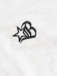 PAVTROS 男士简约刺绣图案休闲针织短裤，宽松直筒高街拼接运动裤 - 白色 - 查看 4
