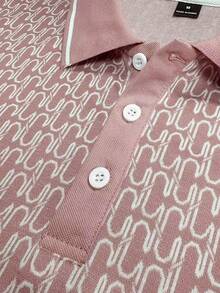 Manfinity CasualCool Áo polo nam tay ngắn in họa tiết toàn thân, kiểu dáng thường ngày, thích hợp đi làm. - Hồng - Xem 3