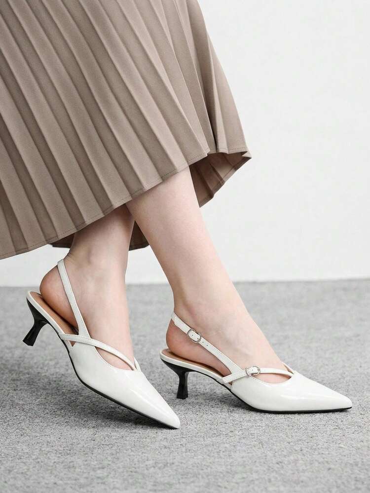 CUCCOO BIZCHIC Pointed Toe Backless Strap Kitten Heel Versatile Women Shoes