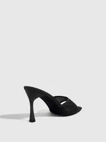 CUCCOO SZL Ladies Mesh Hot Rhinestone High Heel Sandals Prom Heels Summer Shoes - Black - View 3