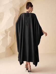 Modelyn Ensemble 2 pièces femme composé d'une veste élégante rose tressée à manches longues pour le printemps/été et d'une robe élégante à col ras-du-cou tressée avec broderie de perles, taille nouée, coupe évasée - Noir - Voir 2