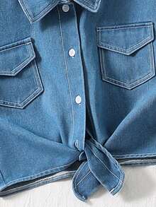 Sparklyn Bộ 2 món dành cho nữ tuổi teen: Áo croptop denim xanh nhạt và áo hai dây đen, trang phục thường ngày đa năng. - Nhiều màu - Xem 3