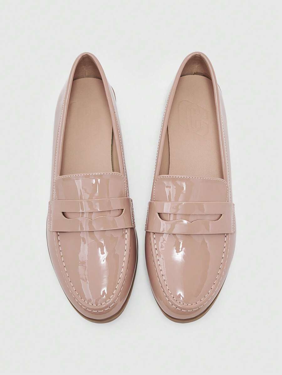 CUCCOO BIZCHIC Giày lười nữ mũi tròn đế bằng màu mơ cổ điển đơn giản và thoải mái, đa năng, phù hợp cho đi làm, công sở và mặc hàng ngày. - Màu hạnh nhân 1 - Xem 1