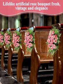 1/3/80PCS Artificial Silk Rose Bouquet For Home Restaurant Bedroom Living Room Dining Table Centerpiece Decor Holiday Birthday Party Wedding Outdoor Garden Vase Filler Balcony Wall Decor Fake Plant Home Office Room Holiday Decoration Party Decor - Pink - View 6