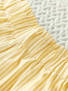 SHEIN Tween Girls' Butterfly Decor Striped Skorts, Vacation Style - Yellow - View 8