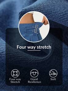 Flexra Lässiger Minirock aus plissiertem Denim im Streetstyle für Damen in großen Größen, Sommer - Dunkle Waschung - Übersicht 8