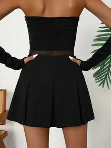 Aveloria GENKIRA Women's Solid Pleated Detail Skirt - Black - View 2