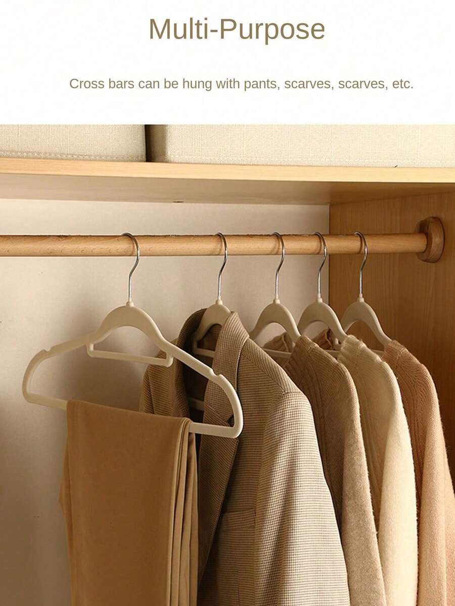 10 Móc Treo Quần Áo Chống Trượt, Không Gây Gờ, Có Lớp Phủ Nhung, Dùng Để Sắp Xếp Quần Áo Tiết Kiệm, Giá Treo Quần Áo Chuyên Dụng Cho Tủ Quần Áo Gia Đình - be - Xem 1