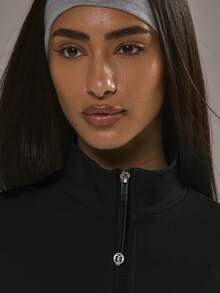 Musera Sport Áo khoác BBL không đường may, vạt lửng, khóa kéo, chỉ có áo trên, thích hợp cho môn Padel, trang phục mùa đông năng động, thể thao, tập gym, tập luyện, chất liệu hợp kim. - màu đen - Xem 2