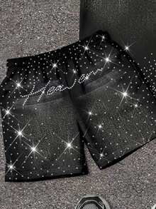 SHEIN 男童休闲简约T恤套装，经典酷炫闪亮星星珍珠印花，适合街头穿搭，Y2K风格 - 彩色 - 查看 3