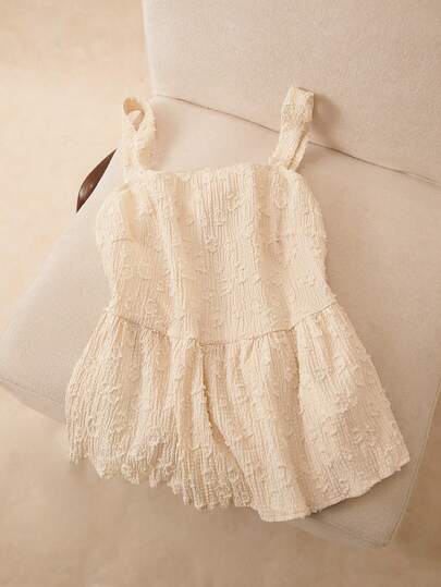 Elaquor Plus Size Women Textured Ruffle Hem Camisole Babydoll Tops Cute Babydoll Style Tops Clothes For Girls Summer