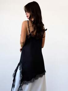 Rafferiza Đầm ren phối mảnh nhẹ nhàng, mềm mại, phong cách tối giản thường ngày. - màu đen - Xem 2