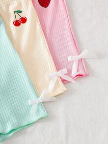 SHEIN 3件套女婴幼儿0-3岁春夏新款休闲运动弹力罗纹针织套装，柔和色调粉色、米色、灰色三件套，修身短裤及膝，适合居家和户外活动 - 彩色 - 查看 7