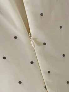 SHEIN 青少年女孩雪紡波點洋裝，優雅夏季畢業禮服，復古春夏穿著洋裝 - 杏色 - 查看 8