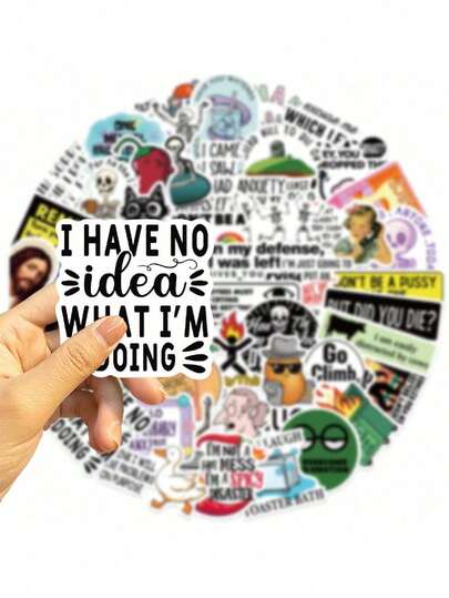 50 pièces Pack d'autocollants imperméables drôles et sarcastiques, autocollants humoristiques mignons pour ordinateurs portables, téléphones et bouteilles d'eau