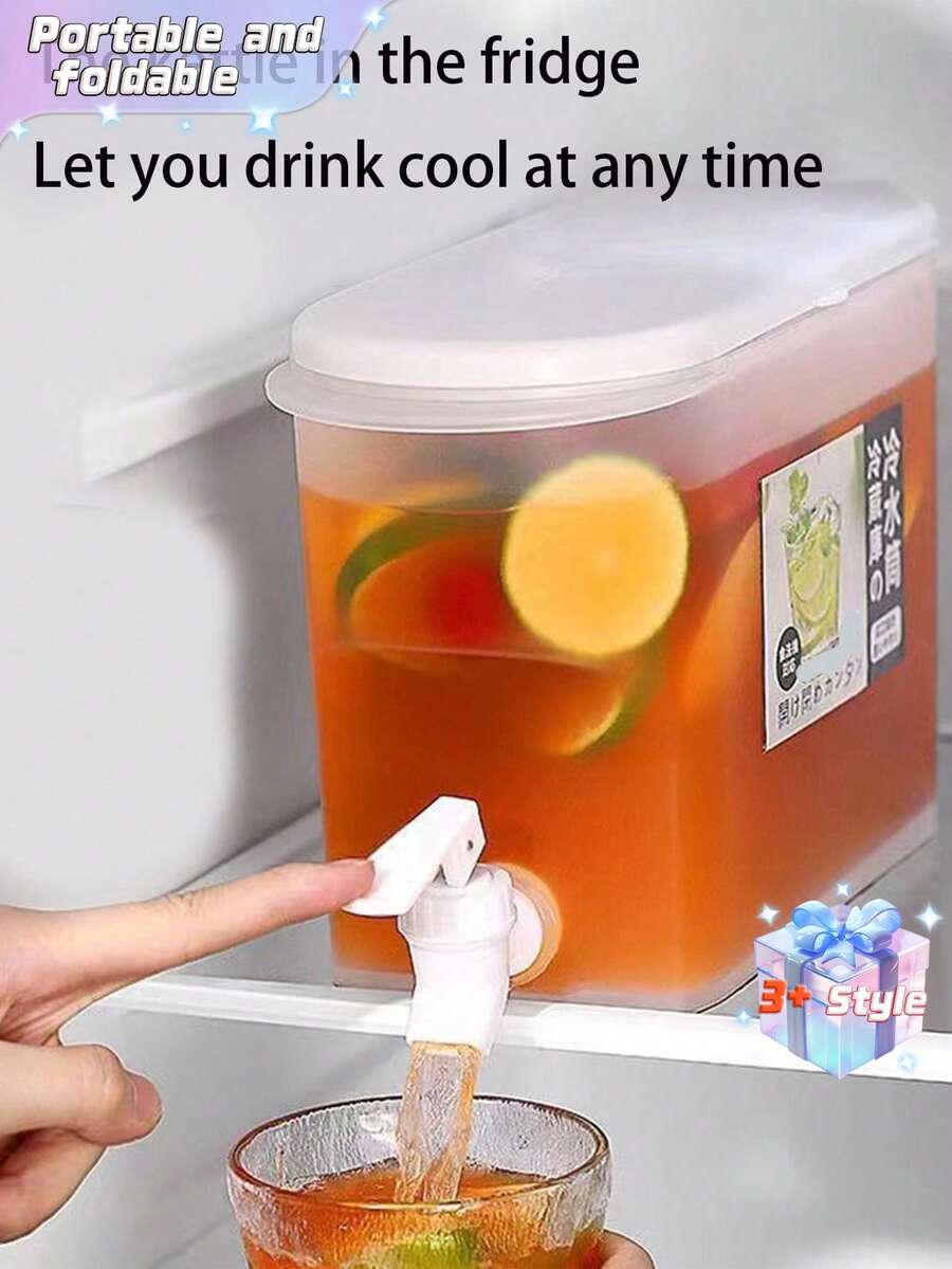 冰箱冷水壶带水龙头冷水桶 3.5升大容量果汁茶饮壶家用冷萃壶 - 彩色 - 查看 1
