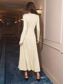 Vestido largo de tirantes finos con espalda descubierta y estampado floral de verano MAIJA - Albaricoque - Ver 5