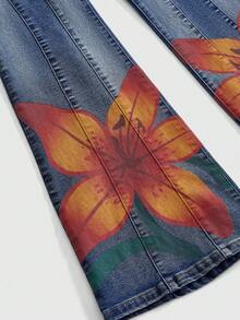 ROMWE Y2K Island Girl Low-Waist Skinny Printed Women's Jeans - Multicolor - View 6