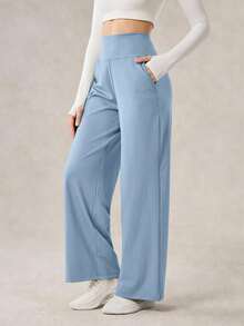 OutZeal Quần thể thao nữ, quần mặc nhà thoải mái, nhanh khô, mềm mại như bơ, cạp cao, ống thẳng, thích hợp cho hoạt động thể thao. - Màu xanh nhạt - Xem 7