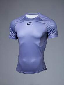 Acti Log Camiseta deportiva de manga corta con estampado geométrico de rayas para hombres - Púrpura malva - Ver 9