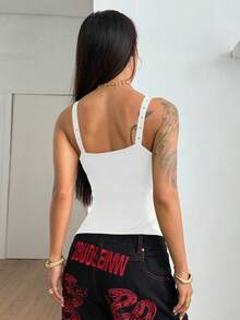 StreetHx 女士时尚性感纯色吊带背心 - 白色 - 查看 2