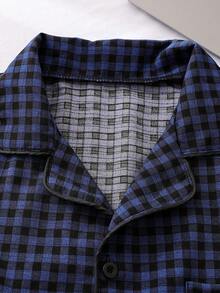 Setelan Piyama Celana Pendek Lengan Pendek Motif Wajah Tersenyum Kartun Gaya Grafiti, Pakaian Rumahan Kasual Terinspirasi Streetwear untuk Remaja Laki-laki - Navy Blue - View 5