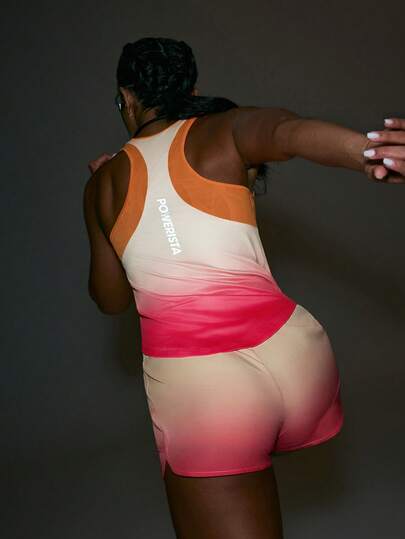 Cheerettes Women's Letter Print Contrast Color Casual Fitness Sports Tank Top