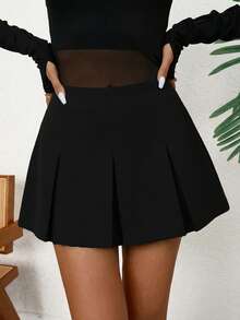 Aveloria GENKIRA Women's Solid Pleated Detail Skirt - Black - View 5