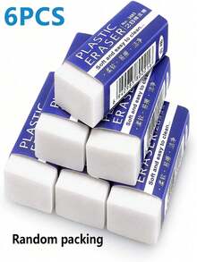 2 piezas/6 piezas/10 piezas/30 piezas Borradores de lápiz de plástico 2B, suaves y fáciles de limpiar para la escuela y la oficina - Rectángulo - Ver 5