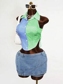 Mistrie Spring And Summer Back Tie Bow-Knot Casual Design Sense Shirt - Multicolor - View 3