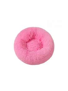 1pc HUITAIYANG Plush Solid Color Non-Detachable Pet Round Nest, Soft & Comfortable, Machine Washable Pet Bed Suitable For Cats & Small/Medium Dogs, For Daily Use & Outdoor Carrying - Hot Pink - View 5