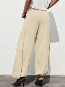 Maija Women's Casual Commuter Solid Color Lantern Pants - Apricot - View 6