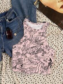 Glimmora Women's Summer Fashion Graffiti Print Camisole - Multicolor - View 1