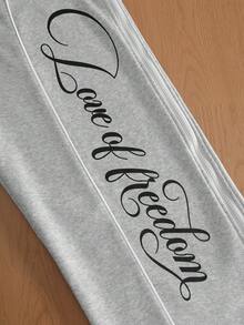 Manfinity Hypemode Men's Colorblock Printed Sweatpants California Tracksuit Personalised Clothing Tracksuit Wide Leg - Grey - View 7