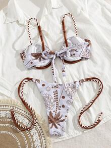 Oceva New Tropical Plant Print Bikini Set For Women, Beach & Resort - Multicolor - View 8