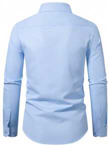 Calvornis Men's 3pcs Solid Color Front Button Business Casual Long Sleeve Shirt, Formal, Ceremony - Multicolor - View 2