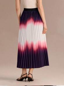 SHEIN Franclia Falda plisada degradada para mujer - Multicolor - Ver 2