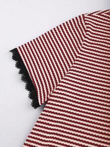 Franclia 大码女式休闲优雅V领短袖T恤 - 紅色 - 查看 6