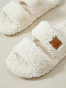 Cuccoo 女士象牙色柔软绒毛保暖透气露趾轻便家居拖鞋 - 白色 - 查看 4
