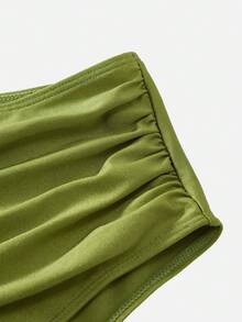 Swim Oasis Women Olive Green 3 Pieces Swimwear Set, Solid Color Minimalist Summer Casual Beach Holiday Vacation Holiday Swimwear, Daily Wear Vacation Style Outfit - Green - View 7
