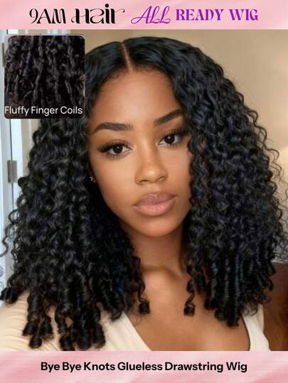 ALL READY WIG Tóc giả xoăn Jerry màu đen tự nhiên, chất liệu pha trộn, kiểu ren 7x5, đuôi tóc được tạo kiểu xoắn ngón tay rõ nét, lọn tóc xoăn tự nhiên, bồng bềnh, không cần thắt nút. Đã được cắt tỉa và tẩy màu sẵn. Luôn sẵn sàng sử dụng. Mũ tóc thoáng khí, phù hợp với mọi kích cỡ đầu. Ren trong suốt, 100% tóc người. Thân thiện với người mới bắt đầu.