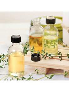 Bộ 4/12 chai, dung tích 1/2/4oz (30/50/100ml), chai thủy tinh nhỏ trong suốt có nắp đậy và 3 phễu thép không gỉ - Bộ chai du lịch mini Boston Sample dùng đựng thuốc, nước ép, thức uống tốt cho sức khỏe, nước gừng, rượu whisky và các loại chất lỏng khác. - Trong sáng - Xem 2