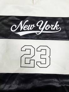 ROMWE MEN Men's Printed Pattern PU Striped Loose POLO Shirt, Spring/Summer - Black and White - View 2