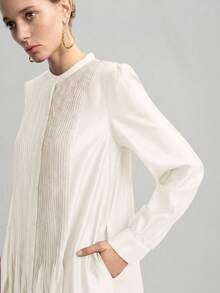 Ontre Đầm dài tay xếp ly dáng rộng năm 2026 dành cho nữ, kiểu dáng thanh lịch tối giản, phong cách Bohemian, thích hợp cho kỳ nghỉ biển. - Màu be - Xem 3