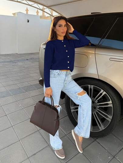 Milla Jasmine Áo khoác cardigan nữ thanh lịch tối giản đa năng