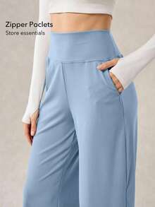 OutZeal Quần thể thao nữ, quần mặc nhà thoải mái, nhanh khô, mềm mại như bơ, cạp cao, ống thẳng, thích hợp cho hoạt động thể thao. - Màu xanh nhạt - Xem 3